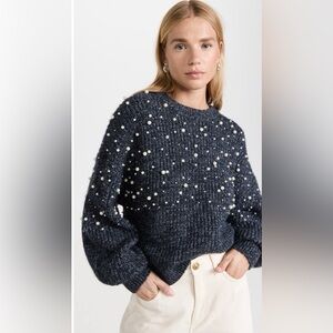 RAG & BONE WOOL BLEND PEARL ACCENT SWEATER